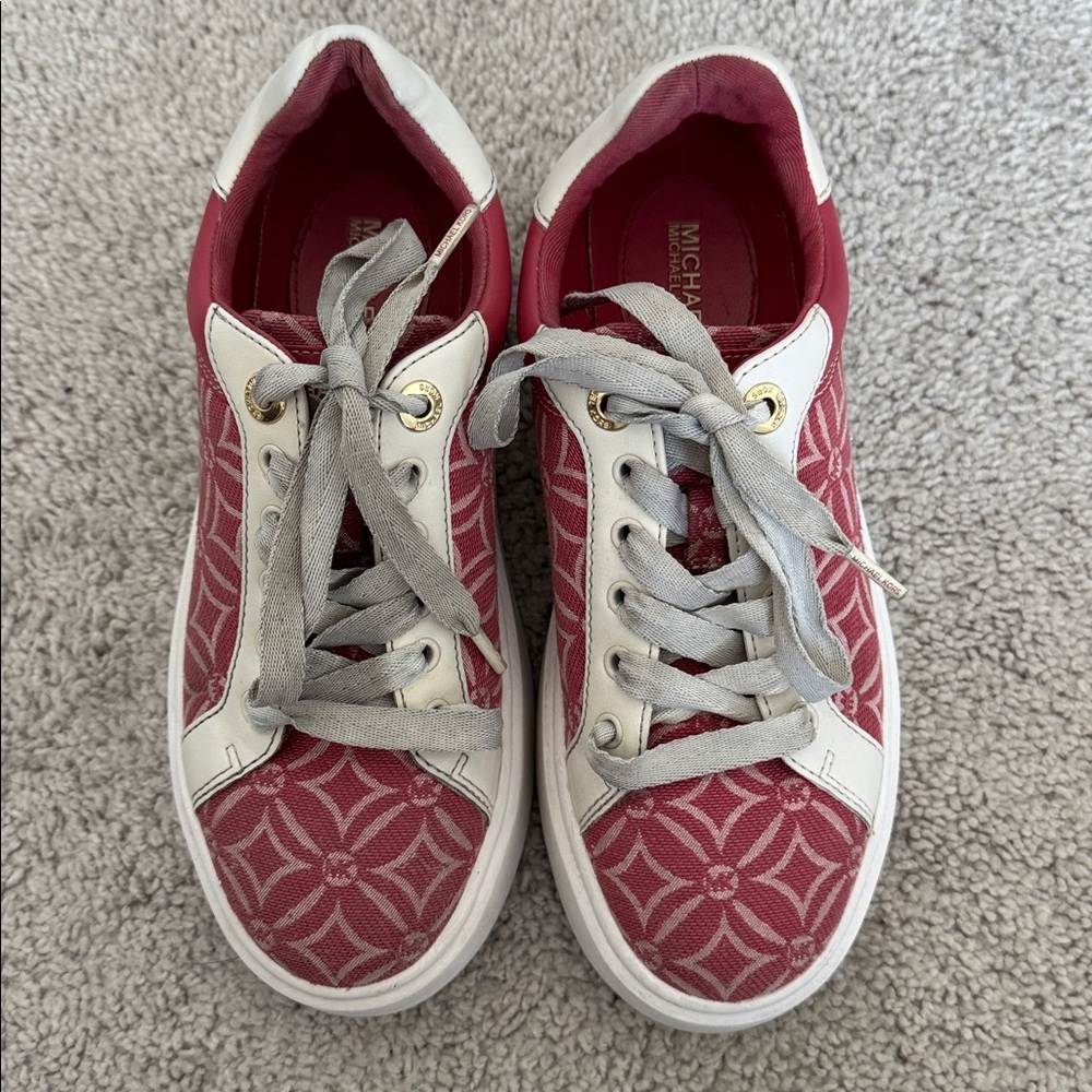 Michael Kors Romey Logo Jacquard Platform Sneaker, Rose Color - Size 6.5 - Picture 3 of 8